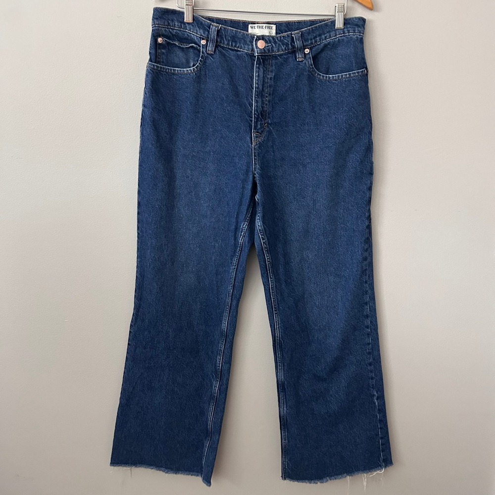 Free People We The Free Tinsley Baggy High‎ Rise Jeans Womens 32 Blue Denim